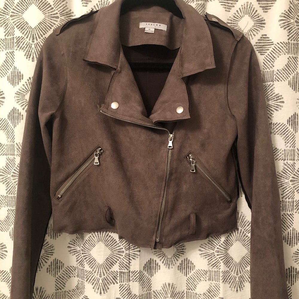 Suede cropped jacket - Picture 3 of 5